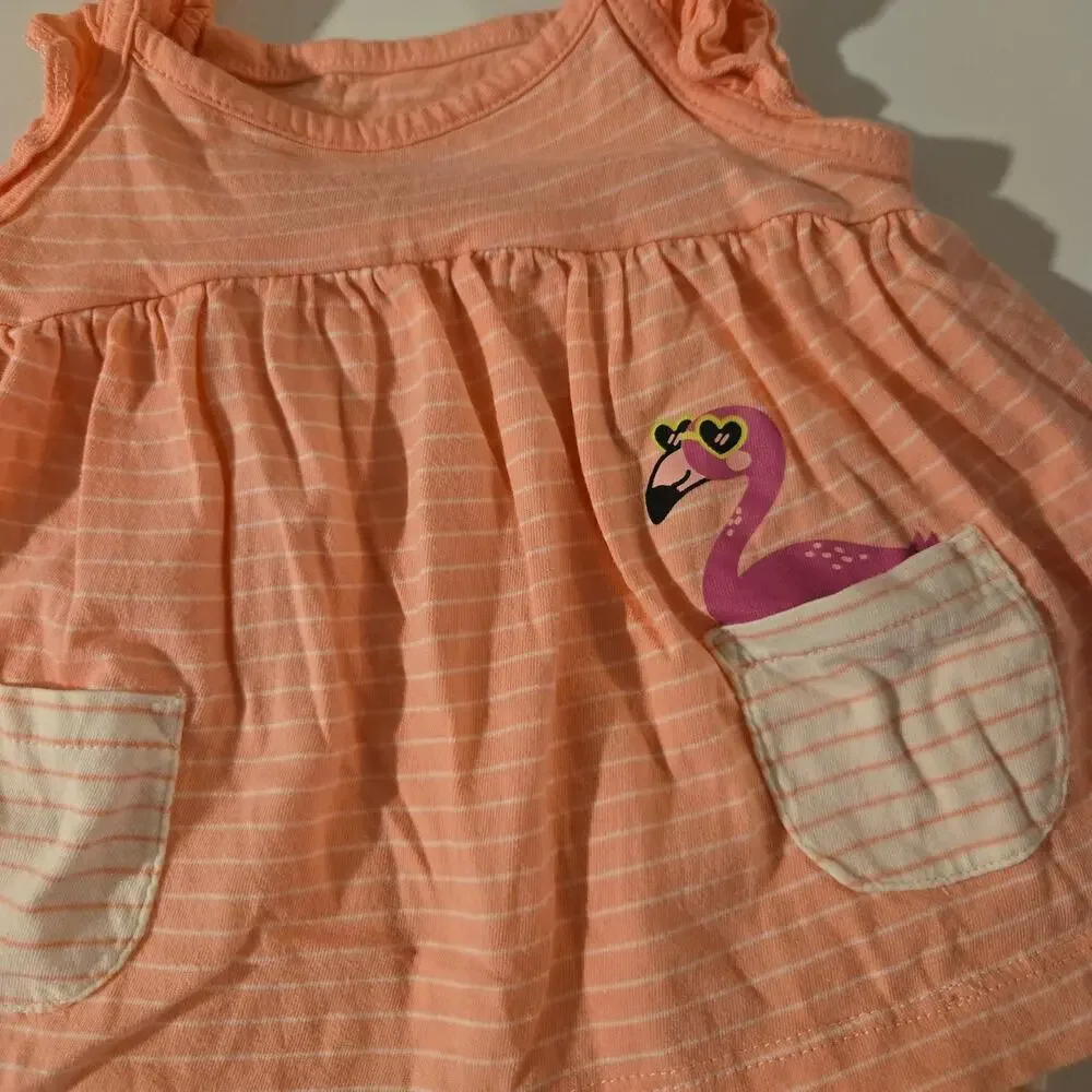 Carters‎ Flamingo Striped Onesie Dress 18m